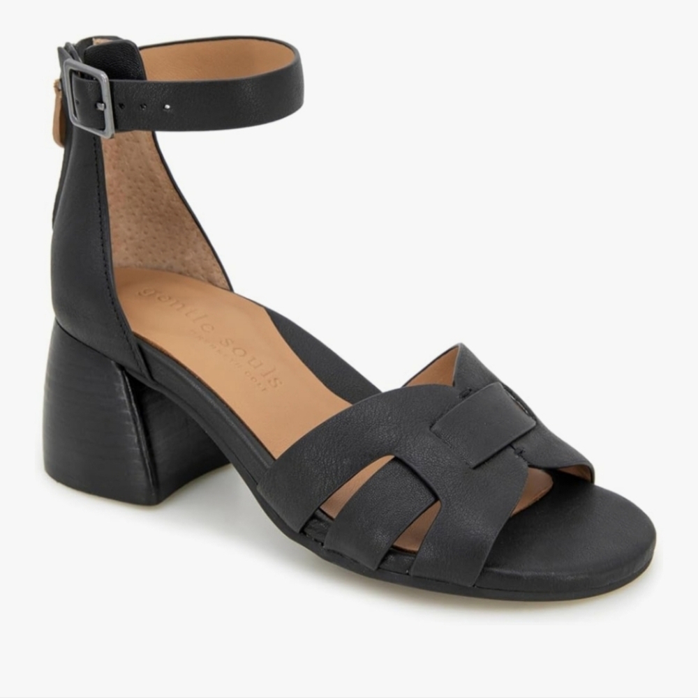 Kenneth Cole Gentle Soles Leather Black Ankle Strap Sandals New 9.5